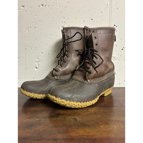 L.L. Bean Duck Boots Women’s Size 12 (Approx) | Brown Leather Rubber Sole - Picture 1 of 7